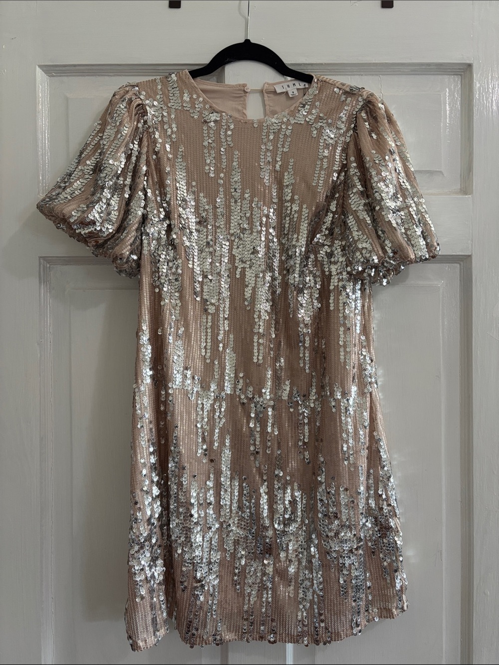 THML Nude Sequin Party Dress with Silver Accents